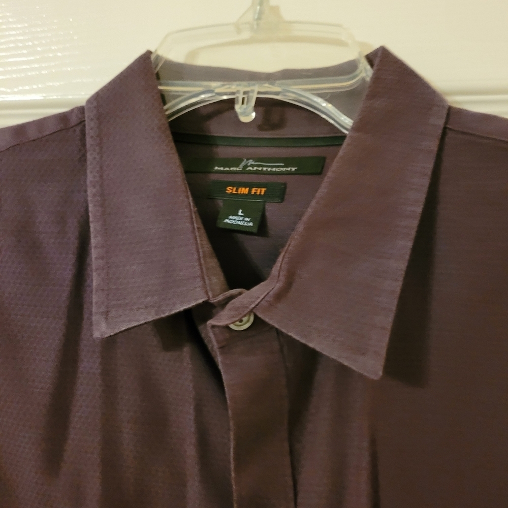 Men's Marc Anthony Slim Fit Button Front Long Sleeve Casual Dress Shirt Sz L - Picture 5 of 9